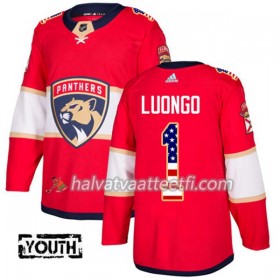 Lasten NHL Florida Panthers Pelipaita Roberto Luongo 1 Adidas 2017-2018 Punainen USA Flag Fashion Authentic